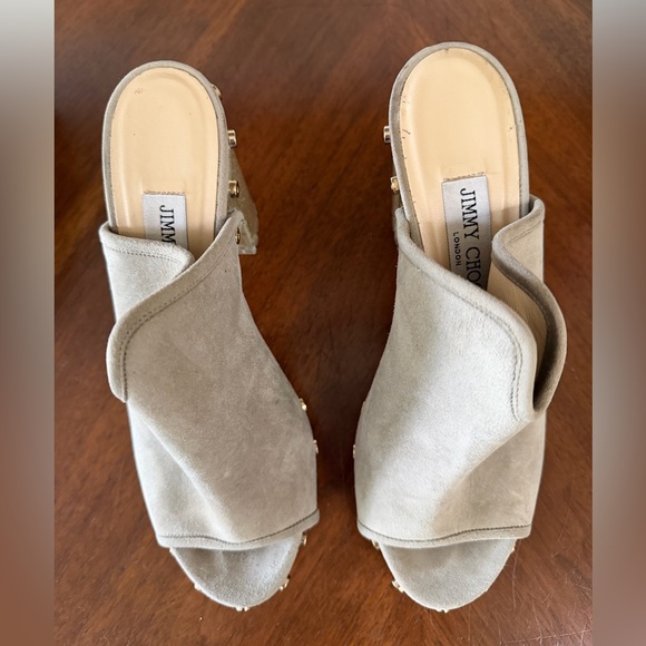 Jimmy Choo Shoes - Jimmy Choo Taupe Suede Mules